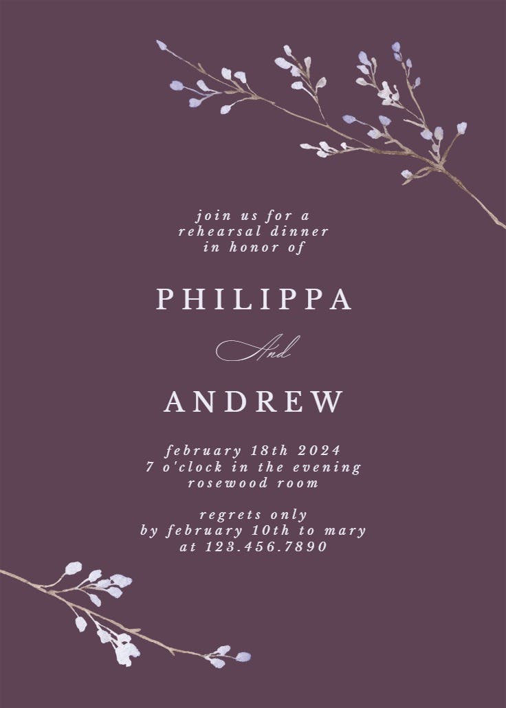 Minimalist peri - rehearsal dinner party invitation